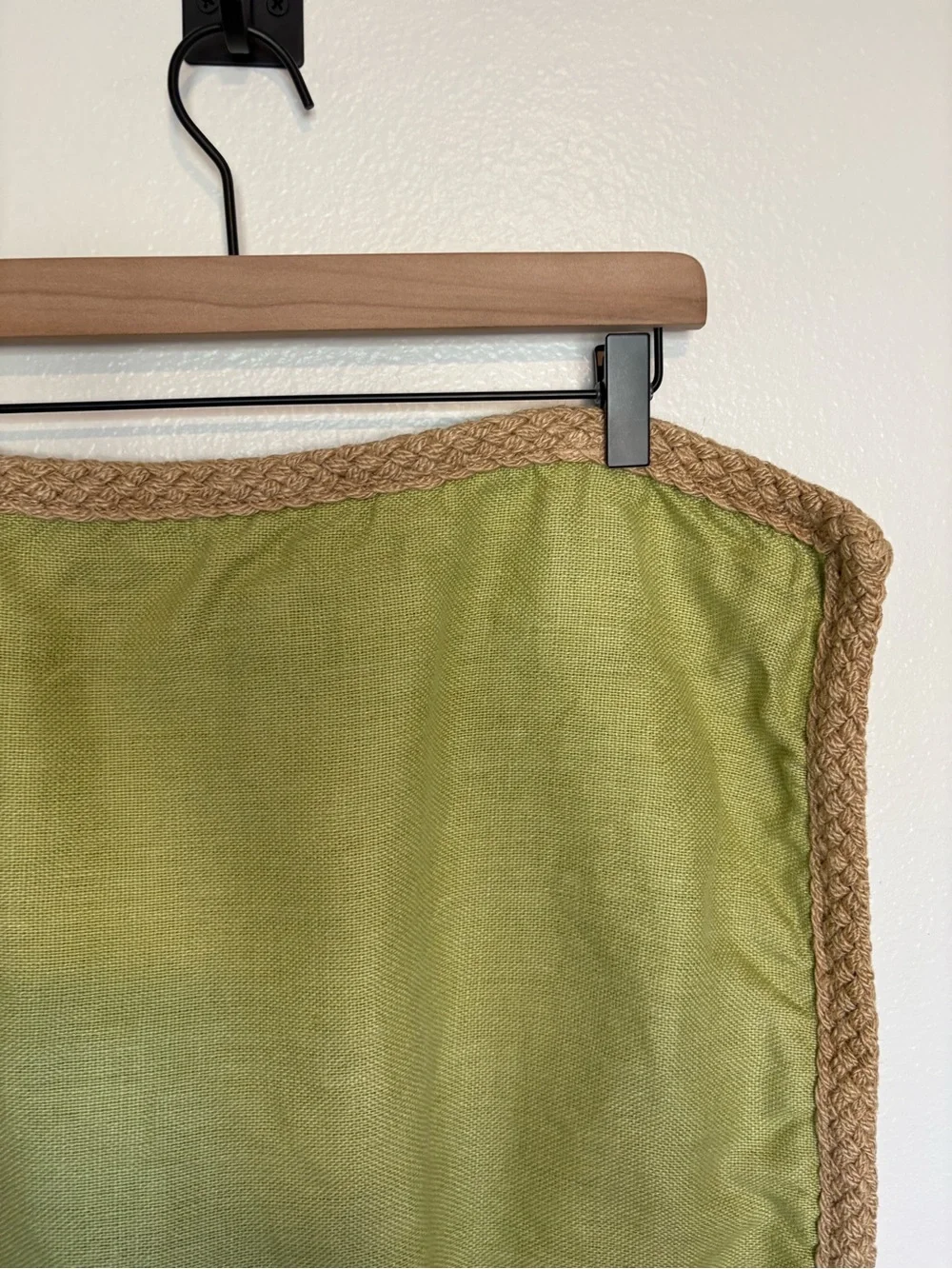 Pottery Barn 100% Linen Braided Jute Trim Accent Pillow Cover Green 20
